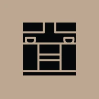 Black and beige graphic symbol