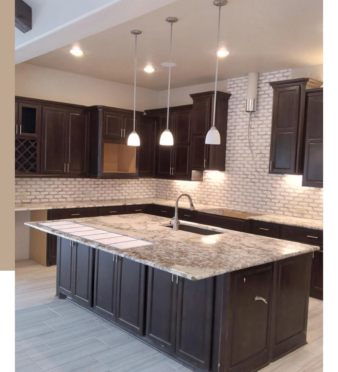 Contemporary kitchen with pendant lighting