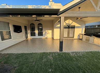 Covered patio with outdoor kitchen